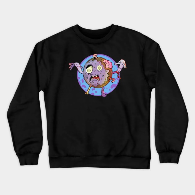 Cute Zombie Cream Filled Donut Crewneck Sweatshirt by Trendy Black Sheep